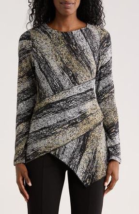 Patrizia Luca Asymmetric Stripe Tunic in Black/Mustard at Nordstrom Rack, Size X-Small