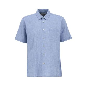 Barbour Short Sleeve Shirts, male, Blue, Size: 2XL Nelson Regular Short-Sleeved Shirt