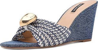 Nine West Nessla Womens Dress Sandals Cream/Denim : 6.5 M, Synthetic