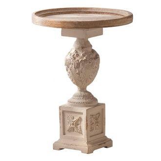 Mathi Design Mesa auxiliar de madera blanqueada D46