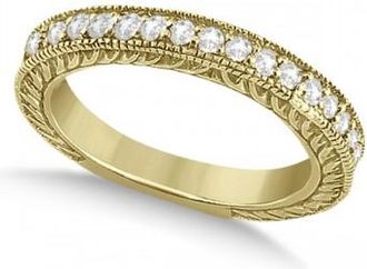 Allurez Vintage Style Filigree Diamond Wedding Band 14k Yellow Gold (0.19ct)