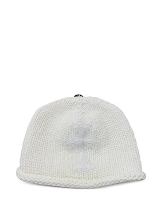 Chrome Hearts beaded cross beanie hat - Wit