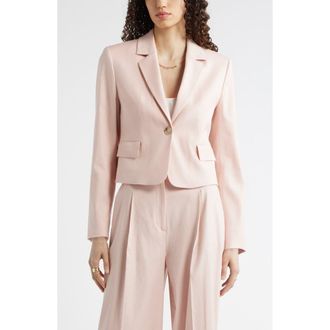 Nordstrom Crop One-Button Linen Blend Blazer in Pink Smoke at Nordstrom, Size Xx-Large