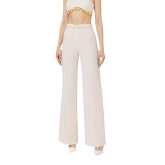 Elisabetta Franchi Wide Trousers, female, Yellow, Size: XL Palazzo Trousers