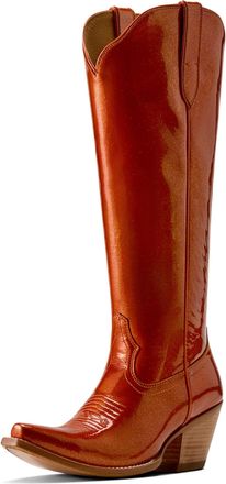 Ariat Womens Casanova X Toe Western Boots in Orange Glitter Leather, B Medium Width, Size 3.5, by Ariat