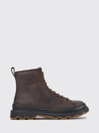 Camper Anfibi stringati Brutus+ in nabuk con suola dentellata