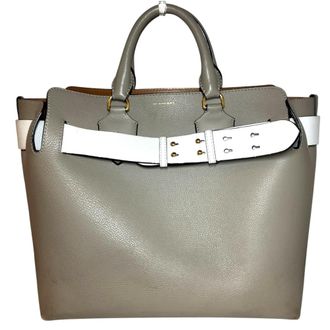 Burberry Grayish Leather Tote Bag (Pre-Owned)