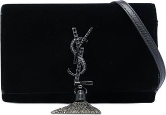 Saint Laurent Pre-owned Saint Laurent Velvet Crystal Monogram Kate Tassel Wallet on Chain Ladies 9GJPXSKE38HF49ZI