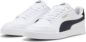 Puma Sneaker PUMA SHUFFLE, Damen, Gr. 42,5, puma wei&szlig;, puma schwarz, puma team gold, Synthetik, kontrastfarbene Details, mehrfarbig, Schuhe Sneaker