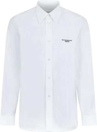 Givenchy Cotton Logo Shirt - Heren - Zakelijke Overhemden - Wit - L - Katoen - Overhemden