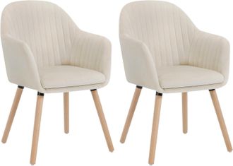 Woltu Woltu 2x Sillas De Comedor Sill&oacute;n De Sala De Espera Con Respaldo Crema