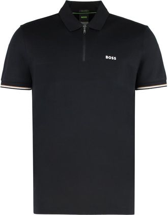 HUGO BOSS Black Half-Zip Logo Polo