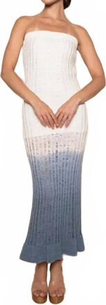 FORE COLLECTION Strapless Knitted Ombre Maxi Dress In Ocean