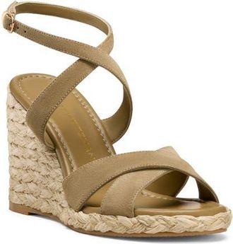 Stuart Weitzman Alyssa Ankle Strap Wedge Sandal in Golden Olive at Nordstrom, Size 8.5