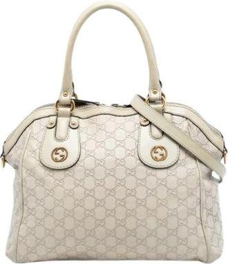 Gucci Pre-owned Handbags, female, Beige, Size: ONE SIZE Pre-owned Vintage Leather Handbag