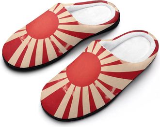Generic Japan Flag Vintage Rising Sun Symbol Mens Slippers Comfortable And Non-slip Cotton Slipper Shoe for House
