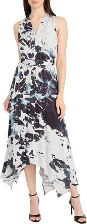 Maggy London Hankerchief Maxi Dress In Blk Sl Grey