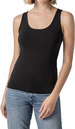 Lilla P Scoop Tank Top In Black