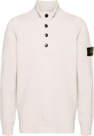 Stone Island Compass-badge wool blend jumper - men - Polyamide/Wool - S - White