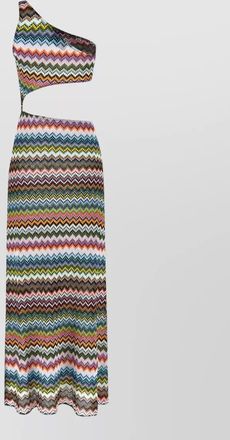 Missoni one shoulder knit dress zigzag detail