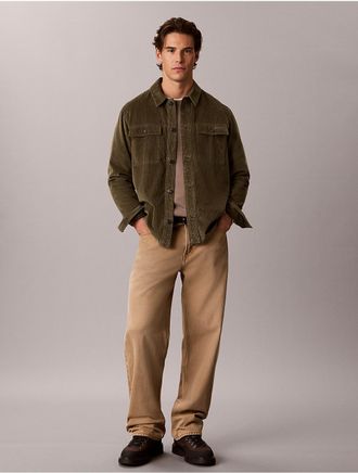 Calvin Klein Jeans Calvin Klein Mens Corduroy Relaxed Shirt Jacket - Green - 2XL