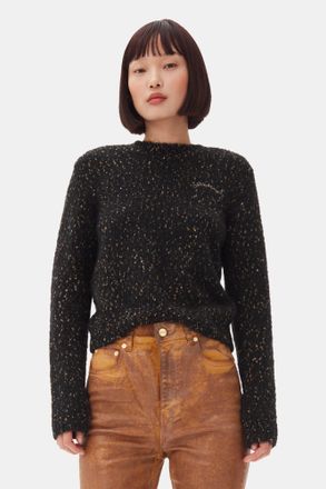 Ganni Jumper in Black Size Medium Alpaca/Elastane/Organic Cotton Womens