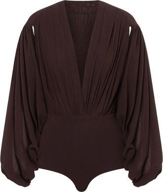Philosophy di Lorenzo Serafini Top con maniche drappeggiate - Marrone