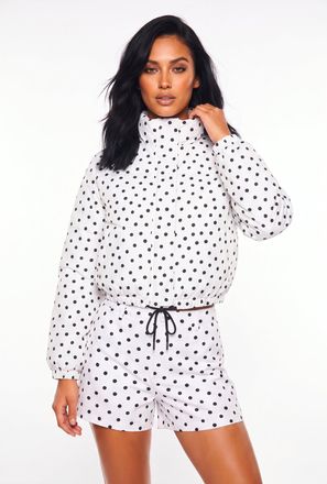 Forever 21 Polka Dot Drawstring Cropped Jacket