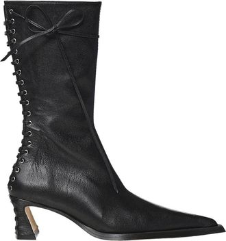 Miista Heeled Boots - Dames - Laarzen met Hak - Zwart - 36 EU - Leer - Schoenen