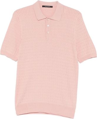 Tagliatore Polo shirt met kabelsteek - Heren - Polos - Roze - XL - Katoen - Tops