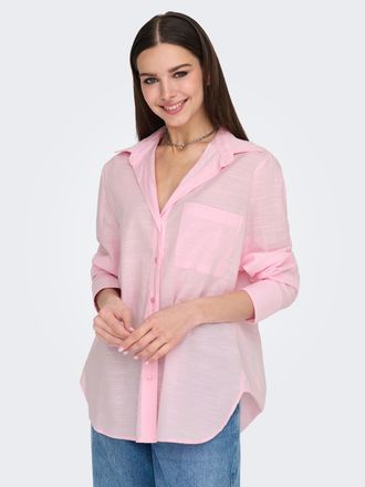 Only Langarmbluse ONLY ONLSALINA L/S SHIRT WVN, Damen, Gr. XS, pink (pink lady), Web, Obermaterial: 100% Baumwolle, unifarben, regular fit Po-bedeckend, 1-