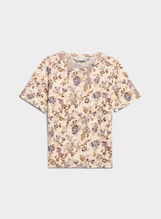 Contemporaine Womens Patterned pure linen slub T-shirt
