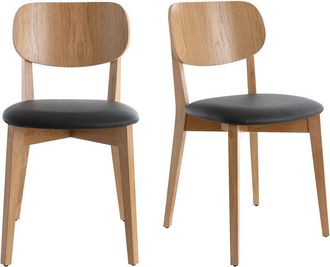 Miliboo Sedie vintage rovere e sedile nero (set di 2) LUCIA