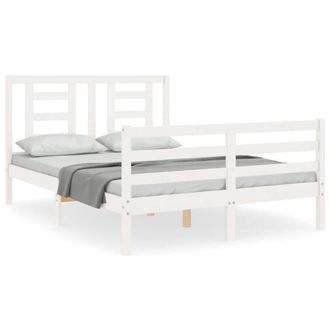 Berkfield Home Bed Frame with Headboard White 140x190 cm Solid Wood