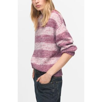 Mango Stripe Oversize Sweater in Pastel Pink at Nordstrom, Size Medium