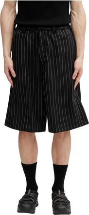 Yohji Yamamoto Pinstripe Sport Uniform Shorts - Heren - Korte Broeken - Zwart - S - Polyester - Korte Broeken