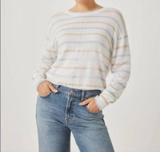 Splendid Finn Sweater In White Multi Stripe