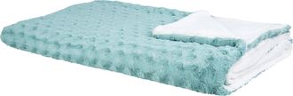 Beliani Beliani - Manta De Poli&eacute;ster Verde Claro Blanco 200 X 220 Cm Colcha Cubrecama Kandilli