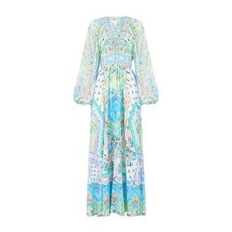 Camilla Maxi Dresses, female, Multicolor, Size: M Lace Up Front Long Dress