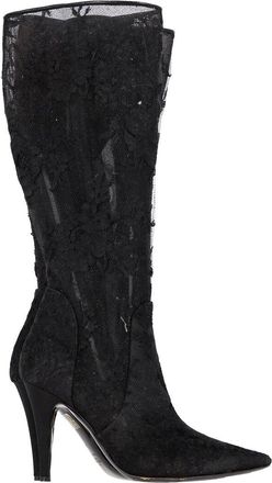 Valentino Womens Polyester Floral Lace Detail High Heel Mid-Calf Boot (Authentic Pre-Loved)