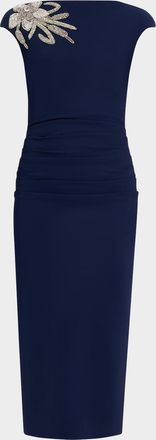 La Petite Robe Di Chiara Boni Rhinestone Flower-Embellished Midi Dress