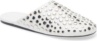 Tory Burch Stud Leather Mule in Cloud /Silver at Nordstrom, Size 10.5