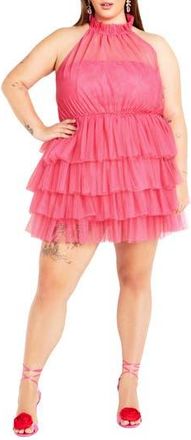 City Chic Jude Ruffle Minidress in Floss at Nordstrom Rack, Size M/18W