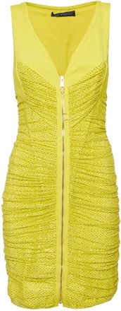 Versace ruched zip-up dress - Yellow