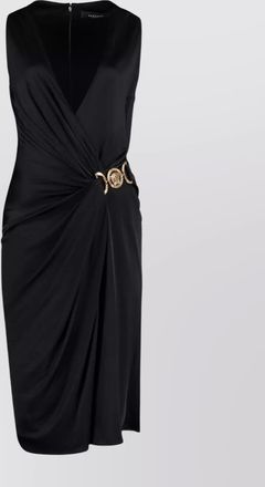Versace draped front sleeveless v-neck dress
