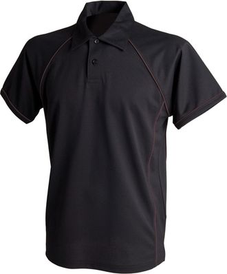 Finden & Hales Mens Piped Performance Sports Polo Shirt (2XL) (Black/Black)
