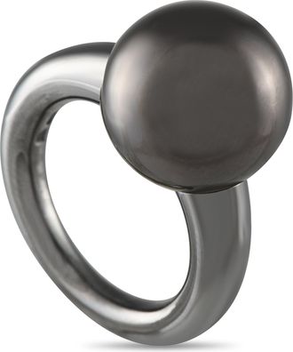 Mikimoto Margarita 18K White Gold Black South Sea Pearl Ring MK14-051325