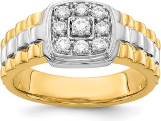 Diamond2Deal 14k Two-tone Lab Grown Diamond Wedding Band Ring 0.4Ct Clarity- VS Color- G-H