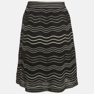 M Missoni Black Patterned Flared Short Skirt