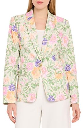 Tahari by ASL Floral One-Button Blazer in Nude Moss at Nordstrom, Size 14